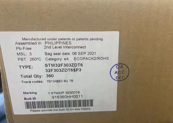 Mikrodenetleyici MCU STM32F303ZDT6 32 bitlik Tek çekirdekli 72MHz Mikrodenetleyici IC 144-LQFP