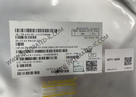 EFR32BG13P732F512GM48-DR BT IC 2.4GHz Bluetooth SoC, 19 dBm çıkış gücü ve ARM Cortex M4 Core