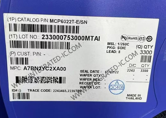 MCP6022T-E/SN Entegre Devre Çipleri Çift Kanal 10MHz Operasyonel Güçlendirici SOIC-8