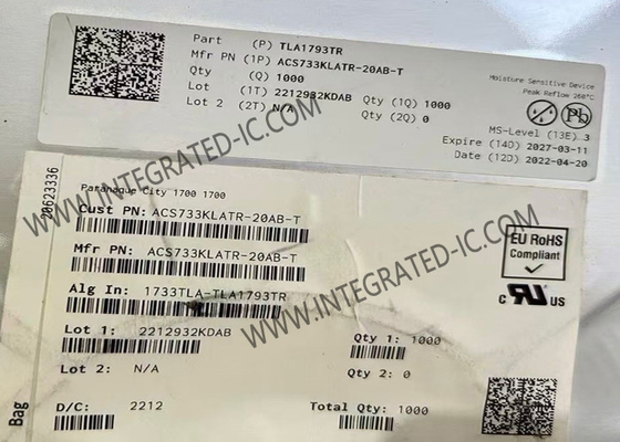 ACS733KLATR-20AB Sensör IC 1MHz Bant Genişliği Galvanik İzole Akım Sensörü IC SOIC-16
