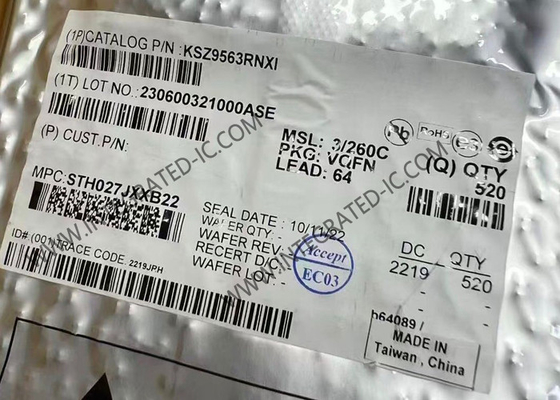 Ethernet IC KSZ9563RNXI RGMII/MII/RMII Arayüzü ile 3 Portlu Gigabit Ethernet Değiştiricisi