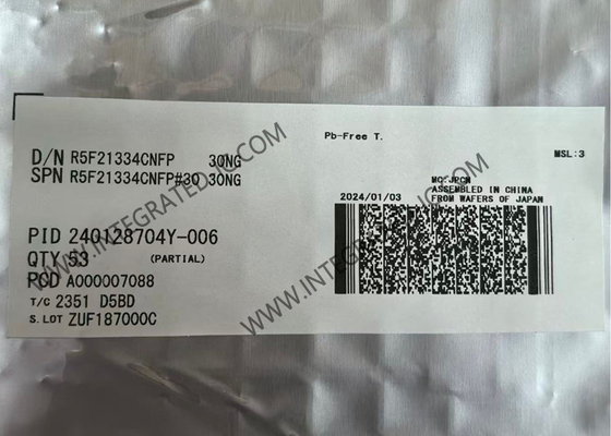 R5F21334CNFP Mikrodenetleyici MCU 20MHz R8C CPU çekirdeği ile 16 bitlik mikrodenetleyici