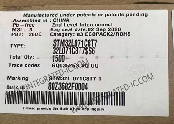 Mikro denetleyici MCU STM32L071C8T7 32MHz'e kadar STM32 Ultra Düşük Güçlü MCU LQFP-48