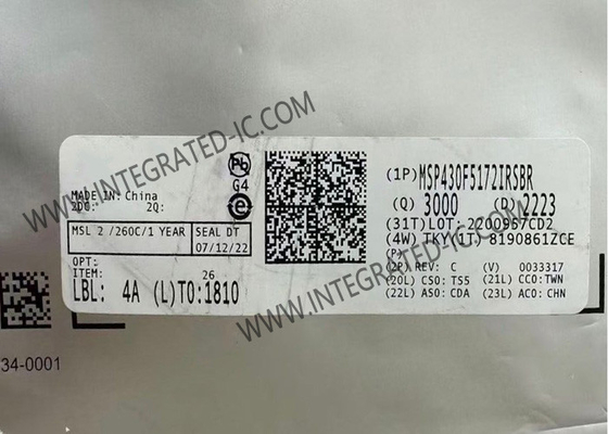 MSP430F5172IRSBR Mikrodensör MCU 16 Bit MCU 25MHz Karışık Sinyal Mikrodensörleri