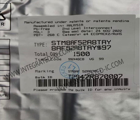 STM8AF52A8TAY Mikrodensör MCU 8 Bit Mikrodensörler 24MHz Otomobil 8 Bit MCU