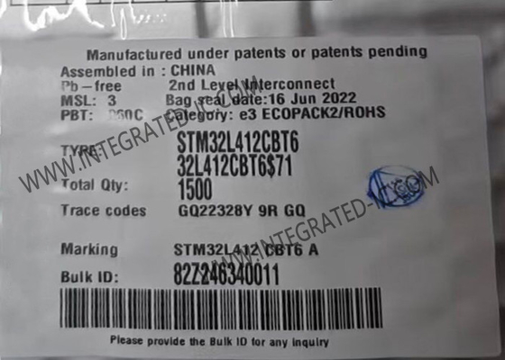 128KB Flaş Mikrodenetleyici MCU STM32L412CBT6 80MHz Mikrodenetleyici Çipi LQFP48