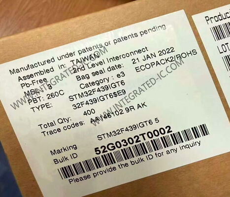 STM32F439IGT6 LQFP-176 Paketi, 12 bitlik ADC ve 3.3V I/O Voltajlı Dahili İşlemciler Çipli Mikrodenezgir MCU