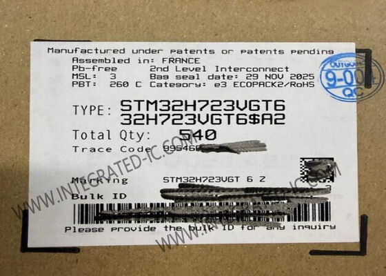 STM32H723VGT6 Mikro denetleyici ARM Cortex-M7 MCU 550MHz 1MB FLASH 80 GPIO LQFP-100 IC